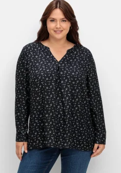 Tunika mit Alloverdruck und Kellerfalte