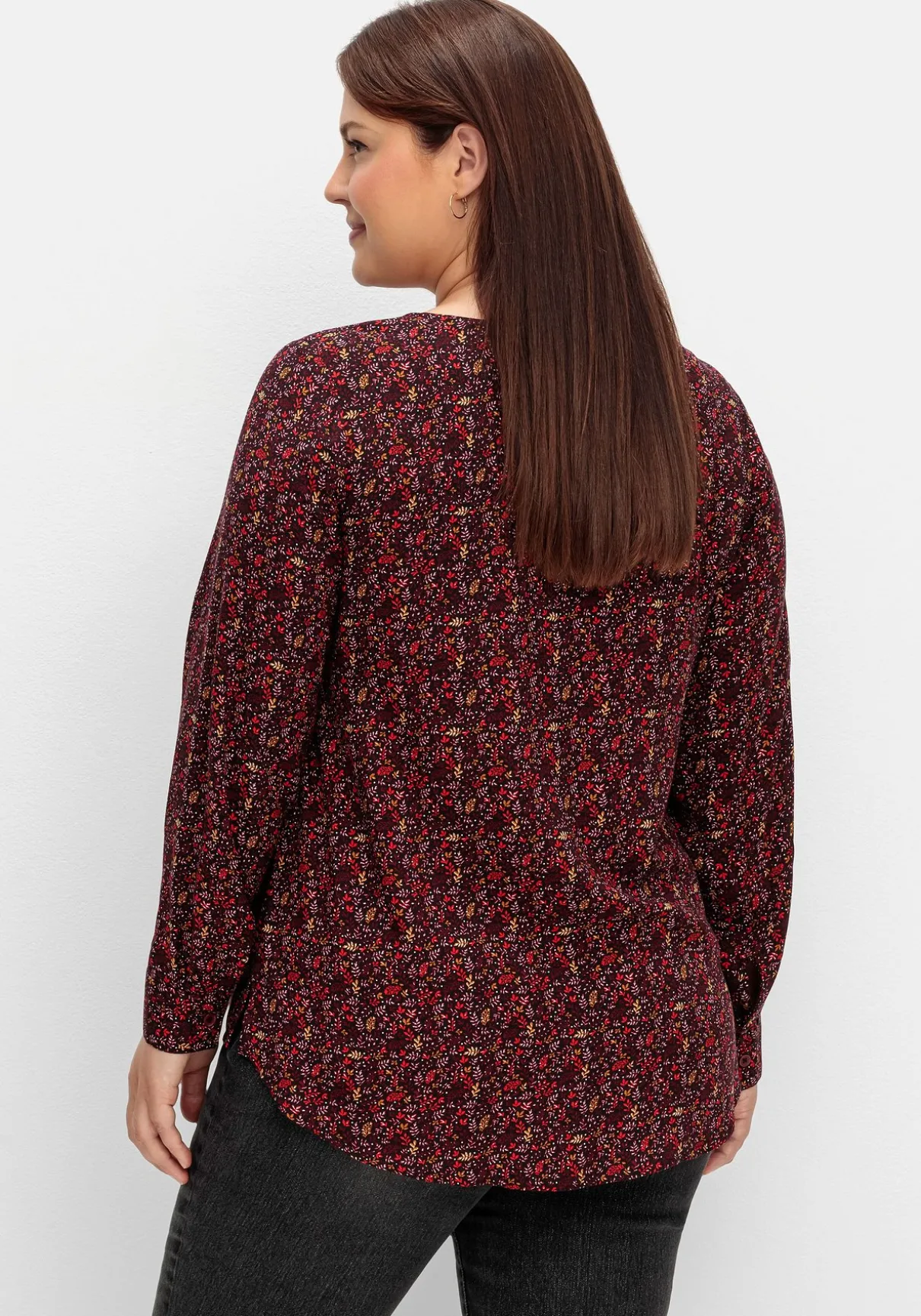 Tunika mit Alloverprint und Knopfleiste