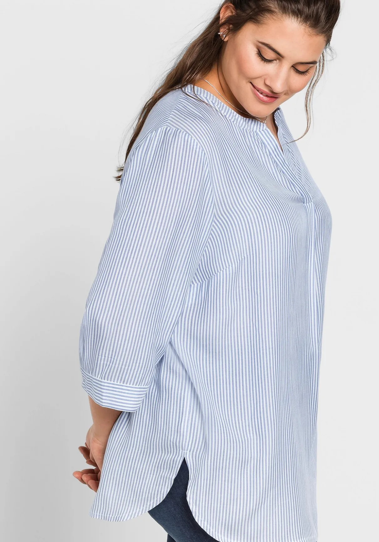 Tunika mit 3/4-Arm und gerundetem Saum