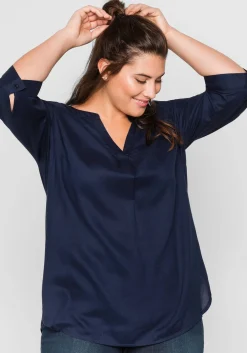 Tunika mit 3/4-Arm und gerundetem Saum