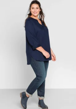 Tunika mit 3/4-Arm und gerundetem Saum