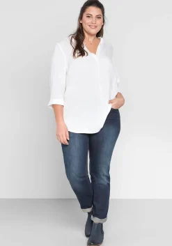 Tunika mit 3/4-Arm und gerundetem Saum