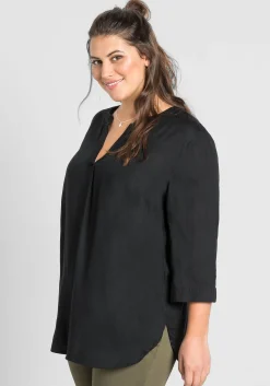 Tunika mit 3/4-Arm und gerundetem Saum