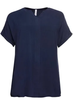 Tunika mit Blende vorn und Lochstrick im Rücken