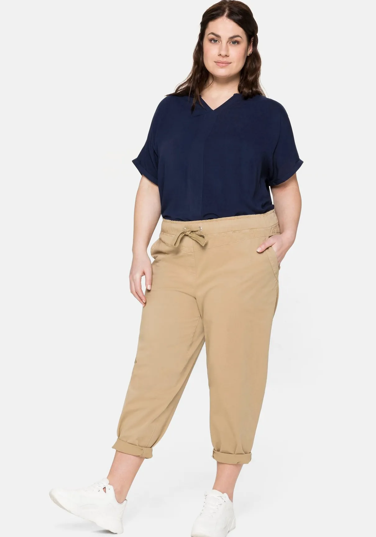 Tunika mit Blende vorn und Lochstrick im Rücken