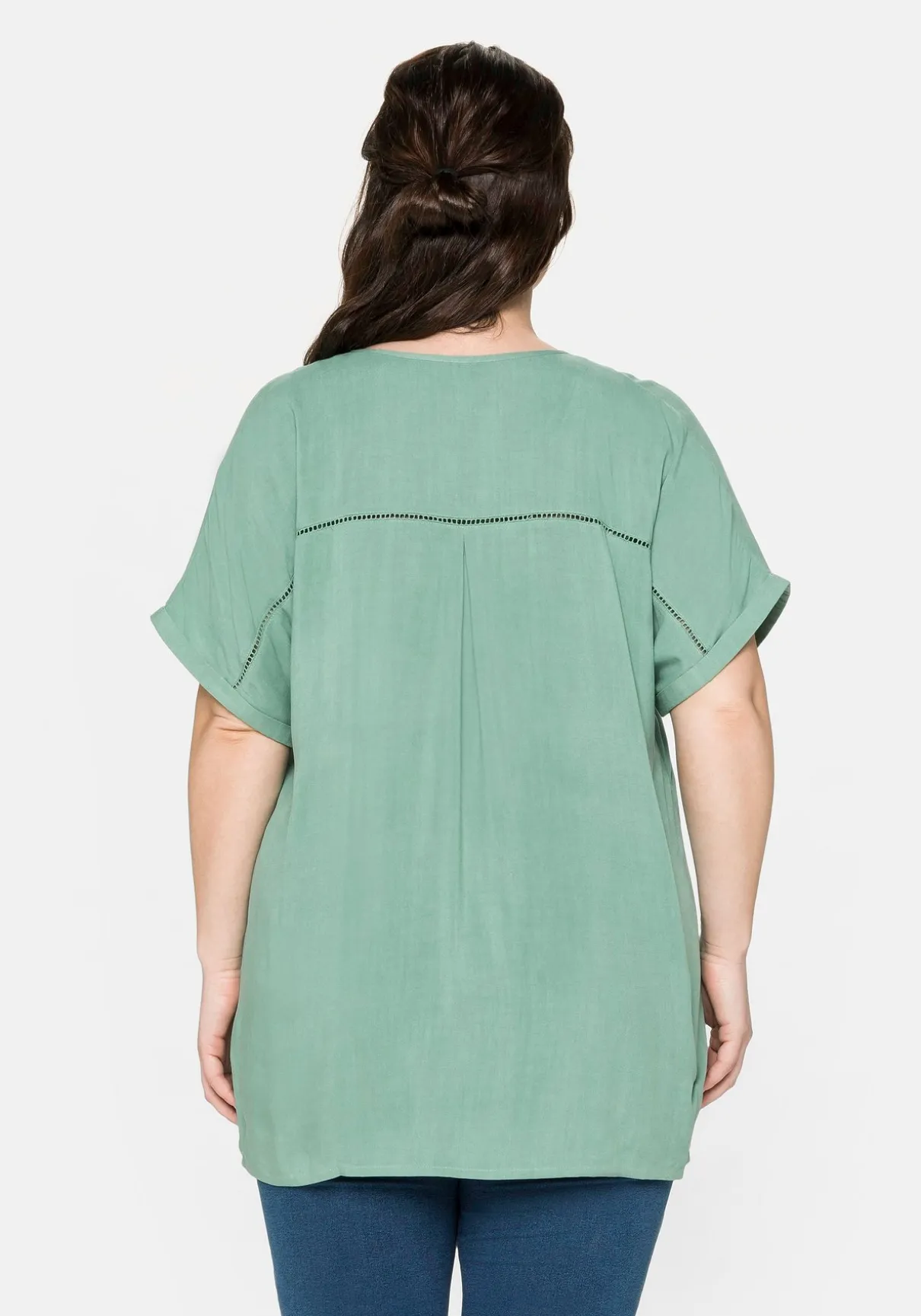 Tunika mit Blende vorn und Lochstrick im Rücken