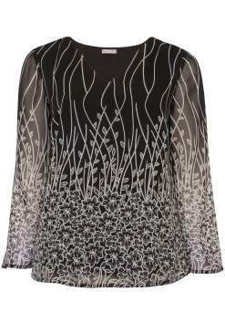 Tunika mit Blumendruck, in Chiffon-Qualität