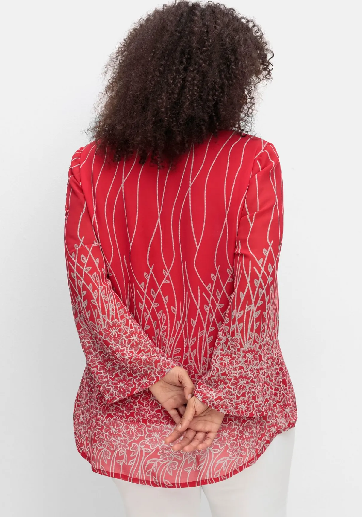 Tunika mit Blumendruck, in Chiffon-Qualität