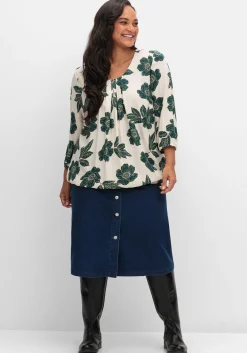 Tunika mit Blumendruck und Saum-Gummibund