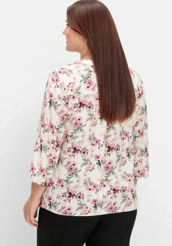 Tunika mit Blumendruck und 3/4-Ärmeln