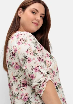 Tunika mit Blumendruck und 3/4-Ärmeln