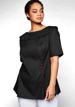 Tunika mit breitem, runden Kragen und Zierknöpfen