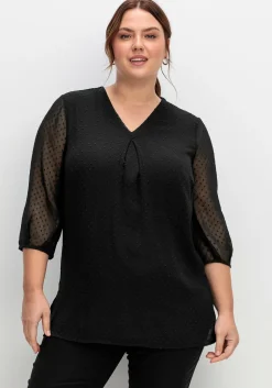 Tunika mit Chiffon-Ärmeln und Kellerfalte