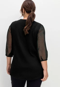 Tunika mit Chiffon-Ärmeln und Kellerfalte