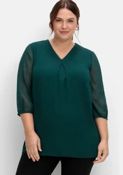 Tunika mit Chiffon-Ärmeln und Kellerfalte