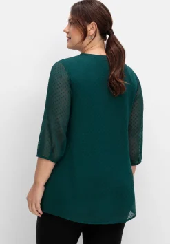 Tunika mit Chiffon-Ärmeln und Kellerfalte