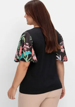 Tunika mit Flügelärmeln im Blumendruck