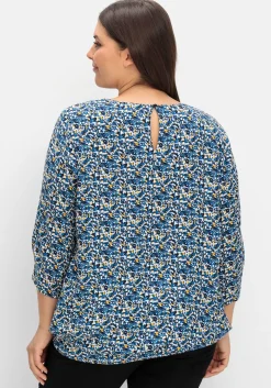 Tunika mit gelegten Falten und Minimalprint