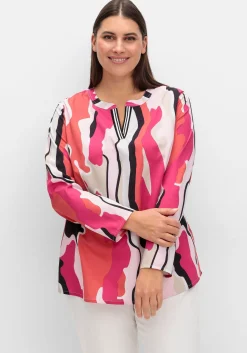 Tunika mit Grafikprint und Ziertape am V-Cut