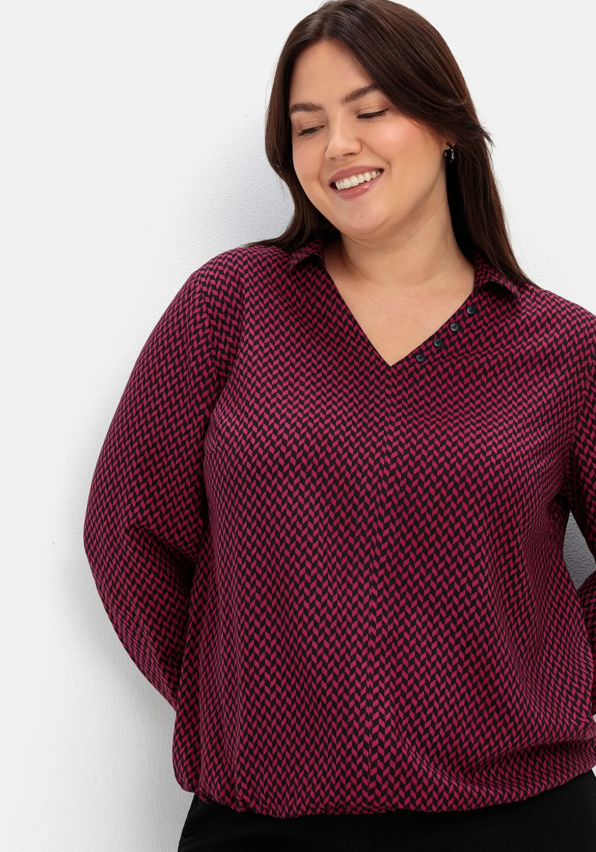 Tunika mit Hemdblusenkragen und Minimalprint