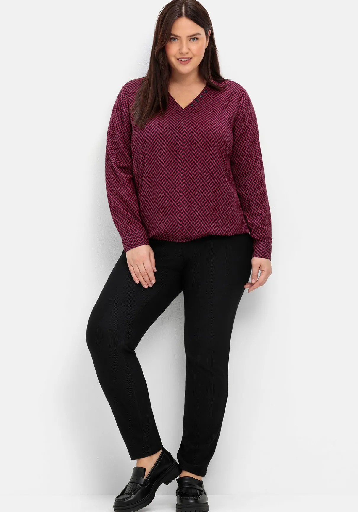 Tunika mit Hemdblusenkragen und Minimalprint