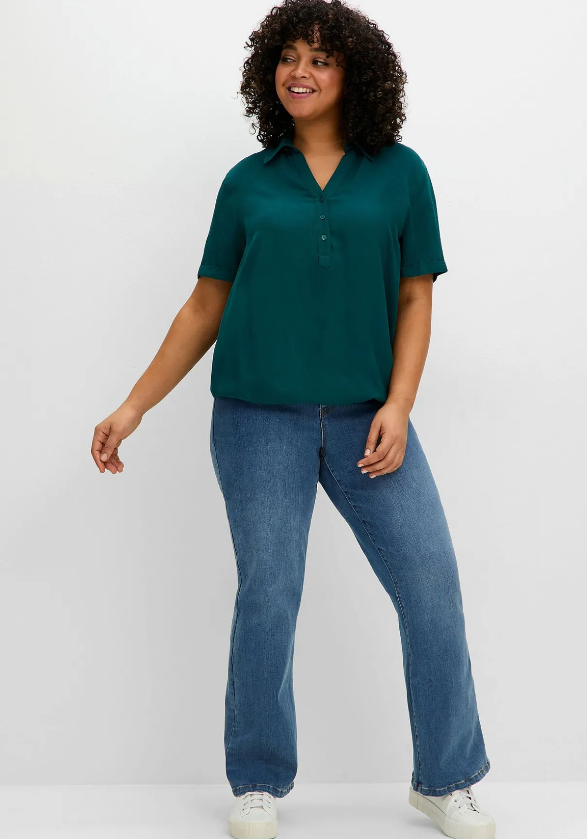 Tunika mit Hemdkragen und Gummizugbund