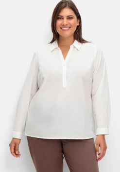 Tunika mit Hemdkragen und kurzer Knopfleiste