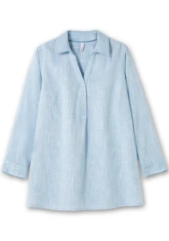 Tunika mit Krempelärmeln, in Leinenoptik