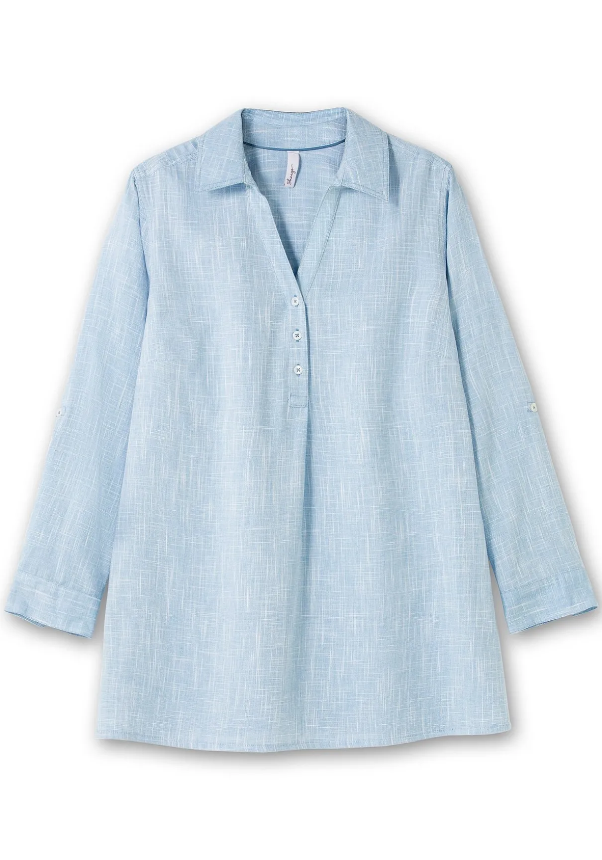 Tunika mit Krempelärmeln, in Leinenoptik