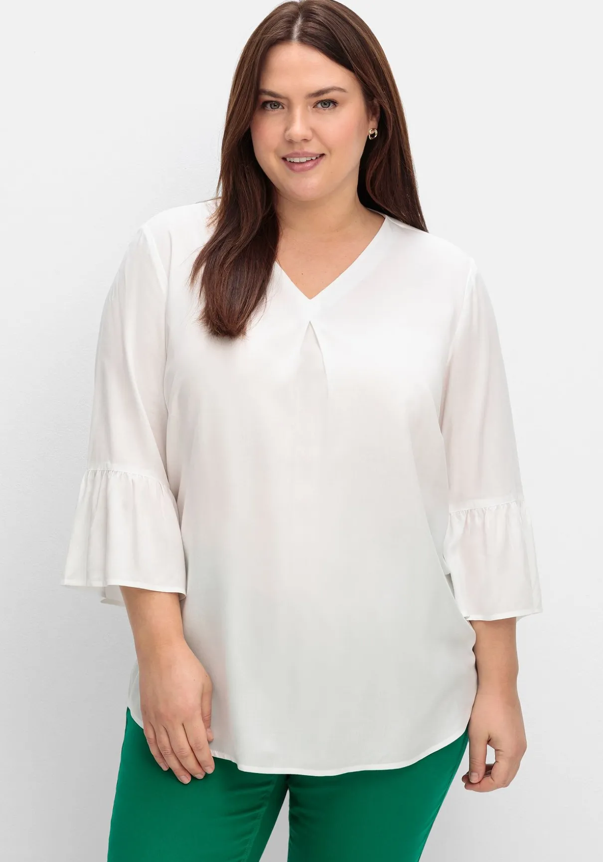 Tunika mit 3/4-langen Volantärmeln