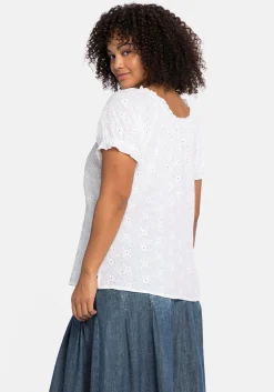 Tunika mit Lochstickerei und Rüschen