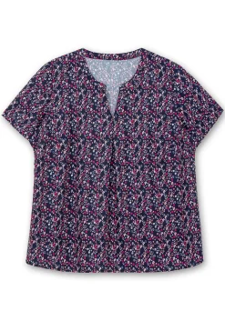 Tunika mit Minimalprint und kurzen Ärmeln