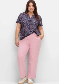 Tunika mit Minimalprint und kurzen Ärmeln