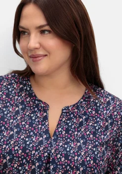 Tunika mit Minimalprint und kurzen Ärmeln