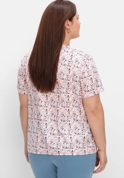 Tunika mit Minimalprint und kurzen Ärmeln