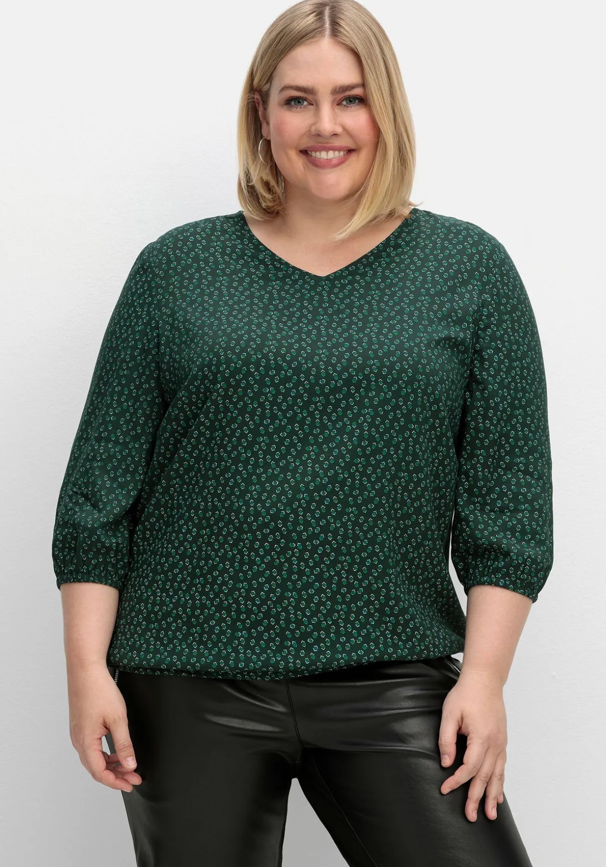 Tunika mit Minimalprint und Saum-Gummizug