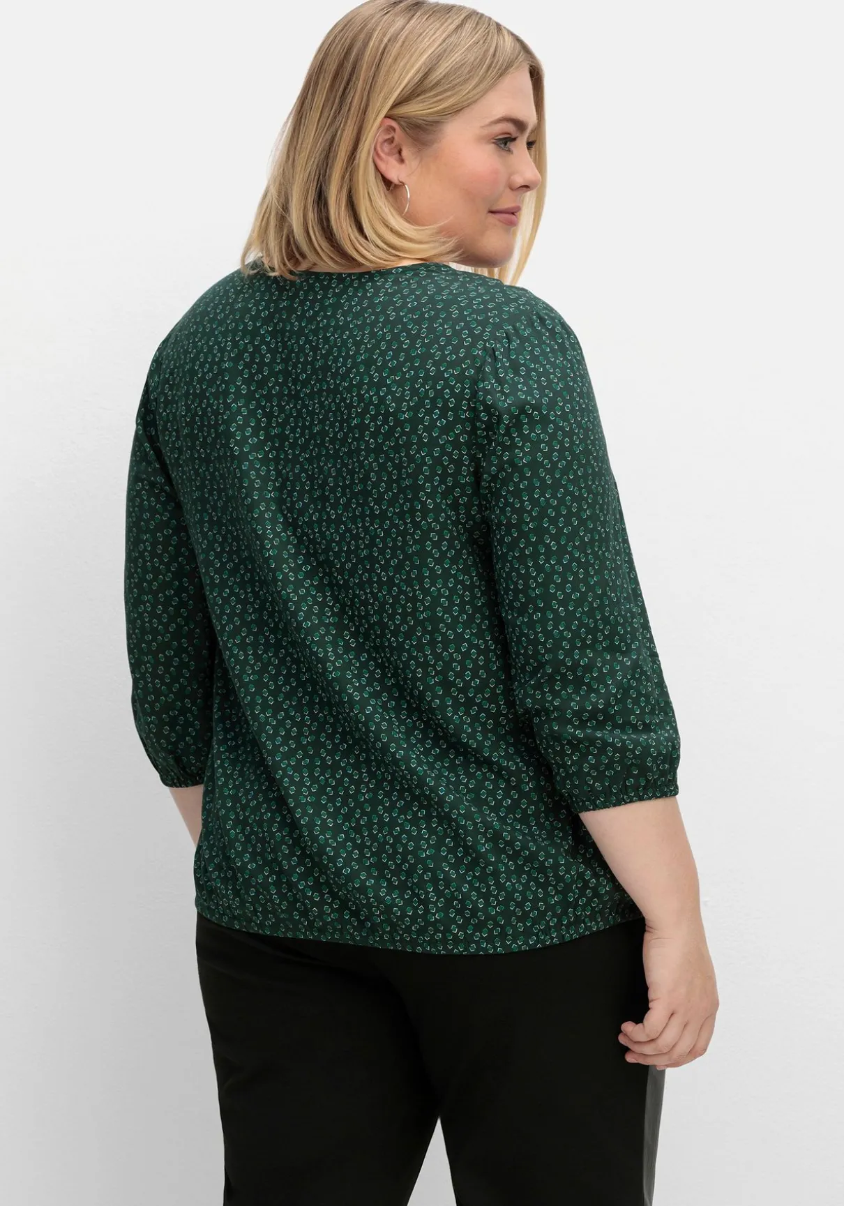 Tunika mit Minimalprint und Saum-Gummizug