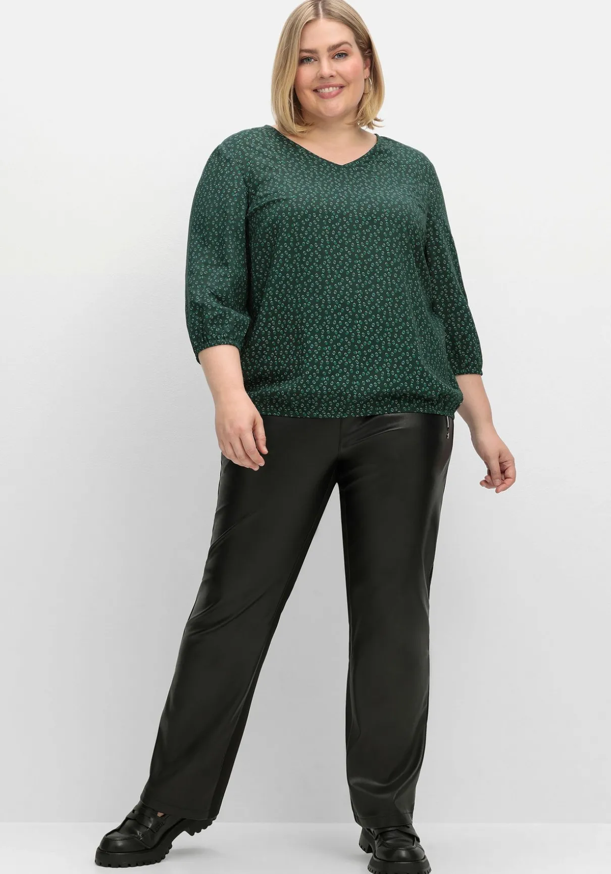 Tunika mit Minimalprint und Saum-Gummizug