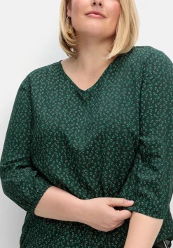 Tunika mit Minimalprint und Saum-Gummizug