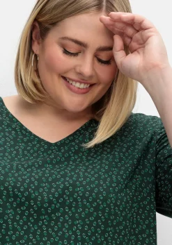 Tunika mit Minimalprint und Saum-Gummizug