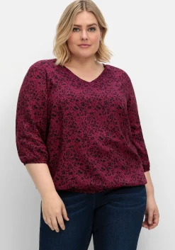 Tunika mit Minimalprint und Saum-Gummizug