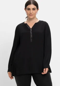 Tunika mit Pailletten am V-Ausschnitt