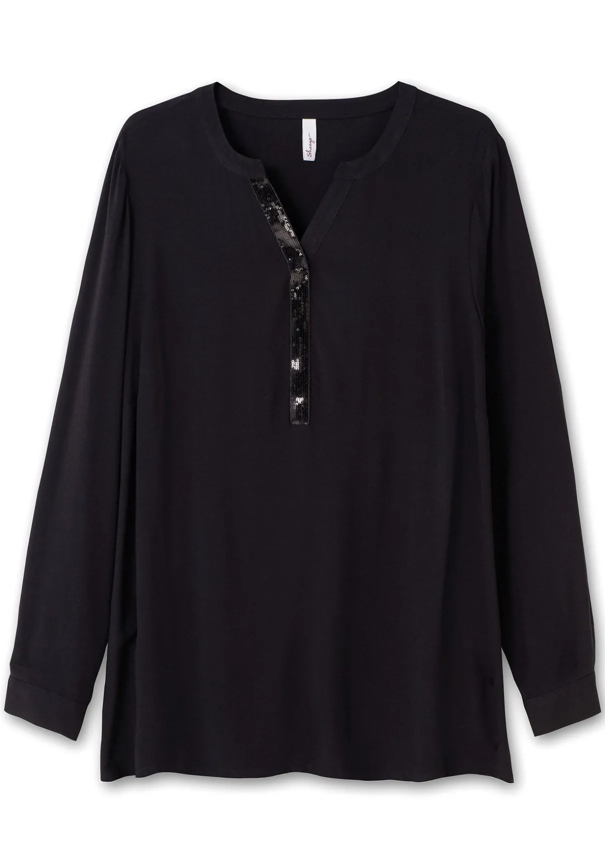 Tunika mit Pailletten am V-Ausschnitt