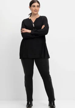 Tunika mit Pailletten am V-Ausschnitt