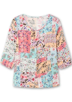 Tunika mit Patchwork-Print und Stretchsaum