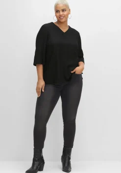 Tunika mit 3/4-Ärmeln und V-Ausschnitt