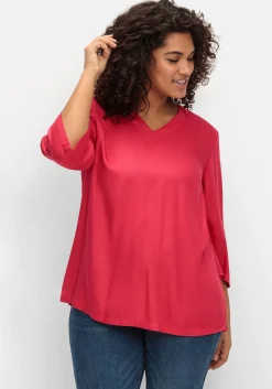 Tunika mit 3/4-Ärmeln und V-Ausschnitt