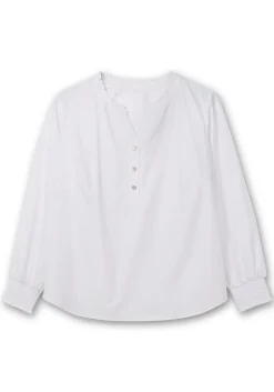 Tunika mit Rüschen an Ausschnitt und Ärmel, bügelfrei