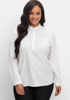 Tunika mit Stehkragen und gewellten Kanten