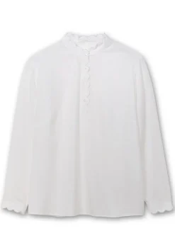 Tunika mit Stehkragen und gewellten Kanten